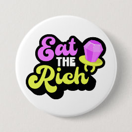 Essen Sie den reichen 90er Jahre Diamantenring-Pop Button