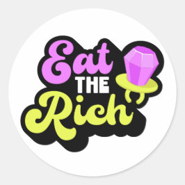 Essen Sie den reichen 90er Jahre Diamond Ring Pop Runder Aufkleber