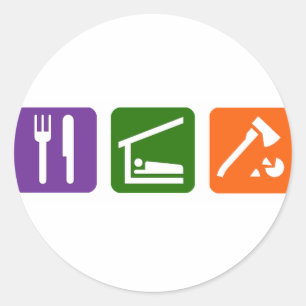 Essen Sie den Schlaf, der Holz hackt Runder Aufkleber