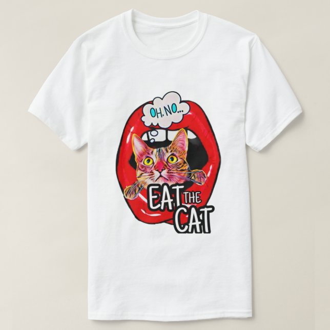 Essen Sie die Katze T-Shirt (Design vorne)