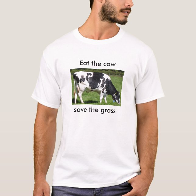 Essen Sie die Kuh retten das Gras T-Shirt (Vorderseite)