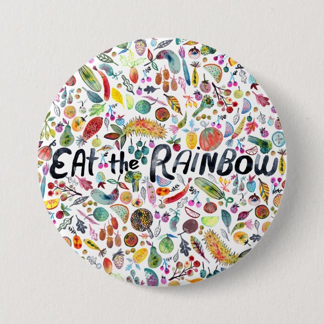 ESSEN SIE DIE RAINBOW farbenfrohe Früchte Veggies  Button (Vorderseite)