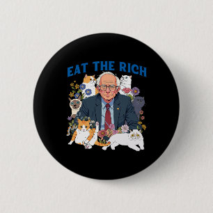 Essen Sie die reiche Bernie Sanders Floral Cat Res Button