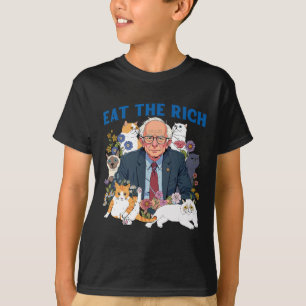 Essen Sie die reiche Bernie Sanders Floral Cat Res T-Shirt
