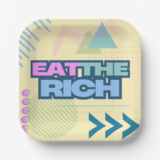 Essen Sie die reichen 90er Jahre Vibe-Teller Pappteller (Vorderseite)