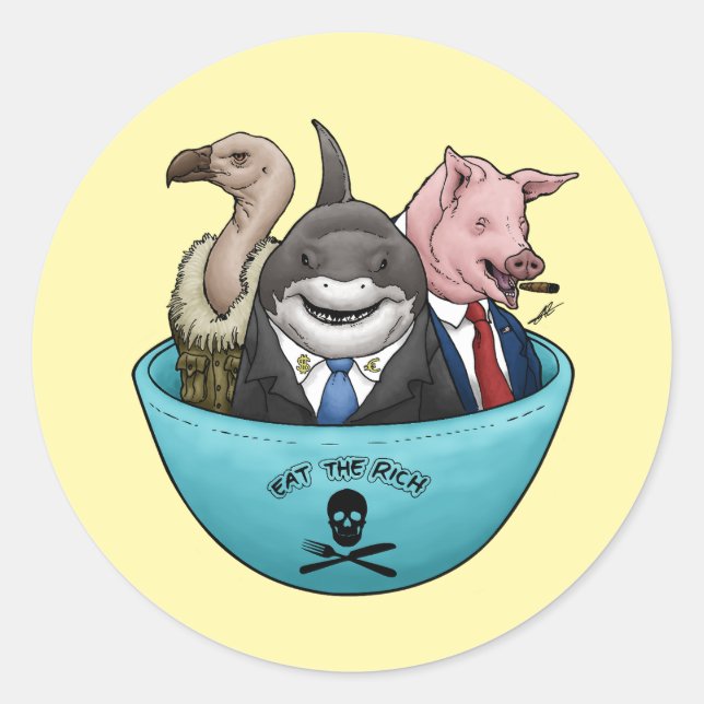 Essen Sie die Reichen! Runder Aufkleber (Vorderseite)