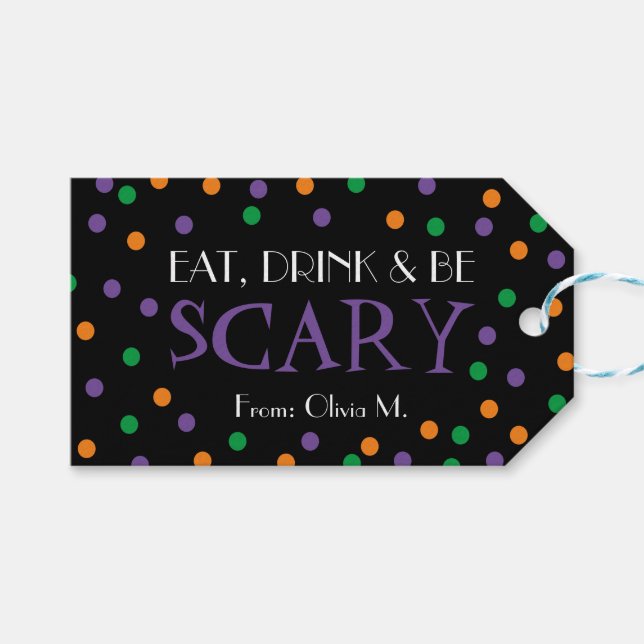 Essen Sie Drink & Sei Beängstigend Halloween Candy Geschenkanhänger (Vorderseite (Horizontal))