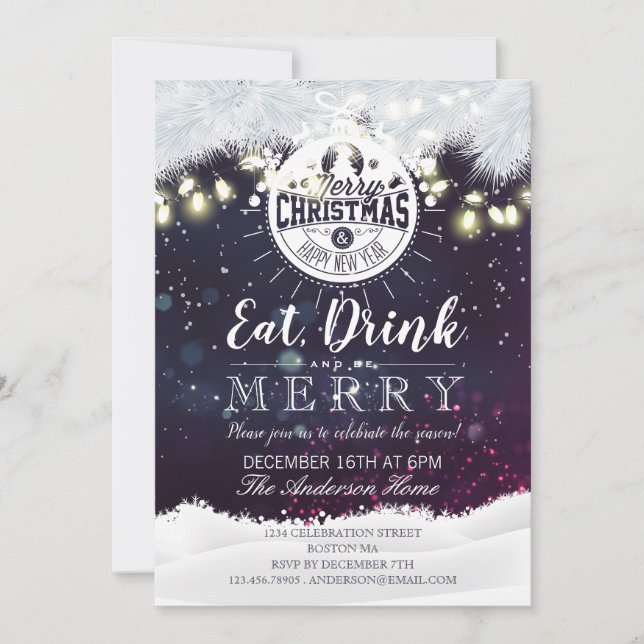 Essen Sie Drink & Sei froh Weihnachts-Party-Card Einladung (Vorderseite)