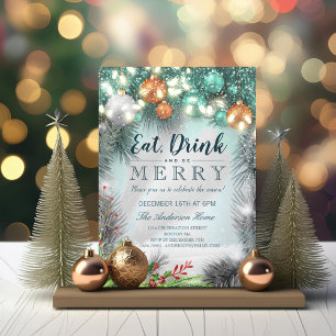 Essen Sie Drink & Sei froh Weihnachts-Party-Card Einladung