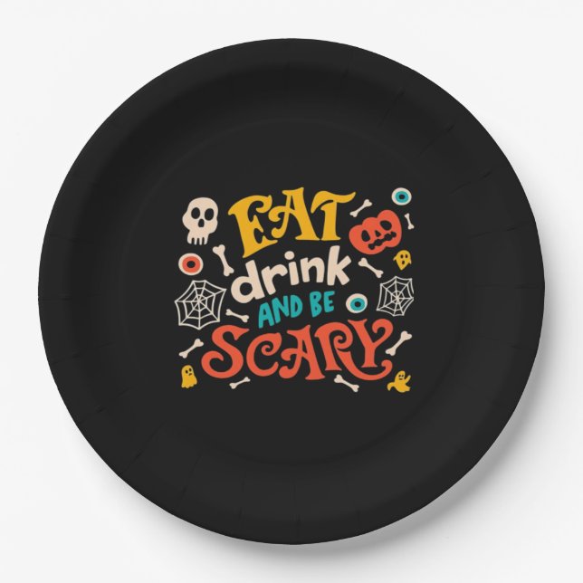 Essen Sie Drink und Beängstigend Halloween Design  Pappteller (Vorderseite)