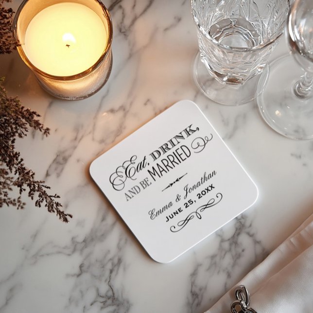 Essen Sie Drink und seien Sie Verheiratet Black We Rechteckiger Pappuntersetzer (Von Creator hochgeladen)