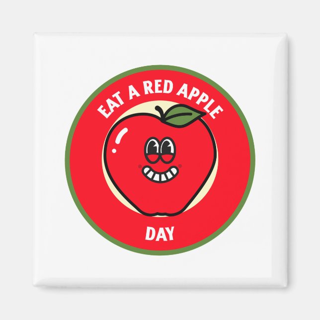 Essen Sie einen Red Apple Day Magnet (Vorne)