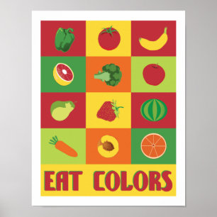 Essen Sie Farben Obst und Gemüse Druck 11 x 14 Poster