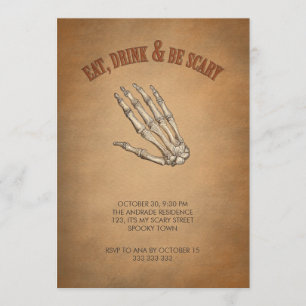 Essen Sie Getränk ist beängstigende Skeleton Hand Einladung