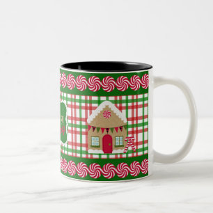 Essen Sie, Getränk u. seien Sie fröhliche karier Zweifarbige Tasse