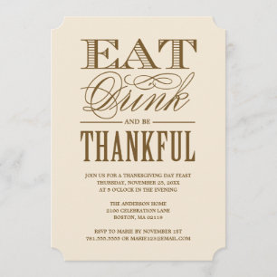 Essen Sie Getränk und seien Sie dankbares Einladung