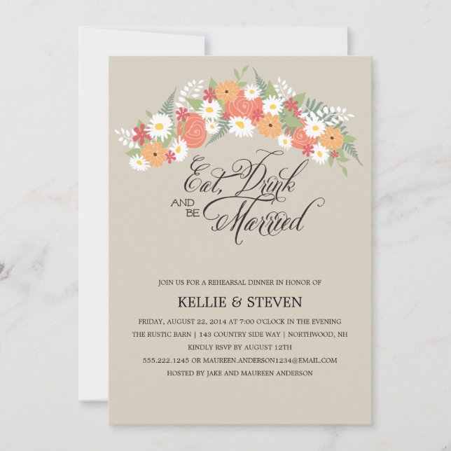 Essen Sie Getränk und seien Sie verheirateter Einladung (Vorderseite)