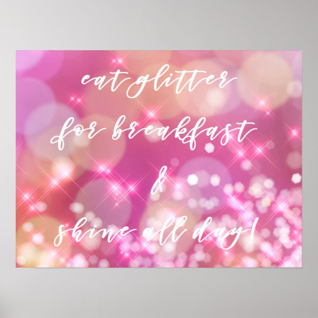 Essen Sie Glitzer | Glamour Pink Glitzern Postcard Poster (Vorne)