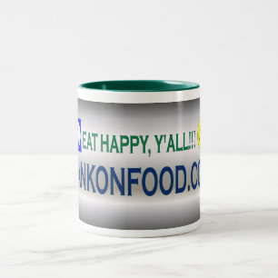 Essen Sie glücklich Sie--HankOnFood.com Zweifarbige Tasse