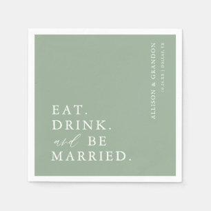 Essen Sie grün und Verheiratet Hochzeit. Serviette