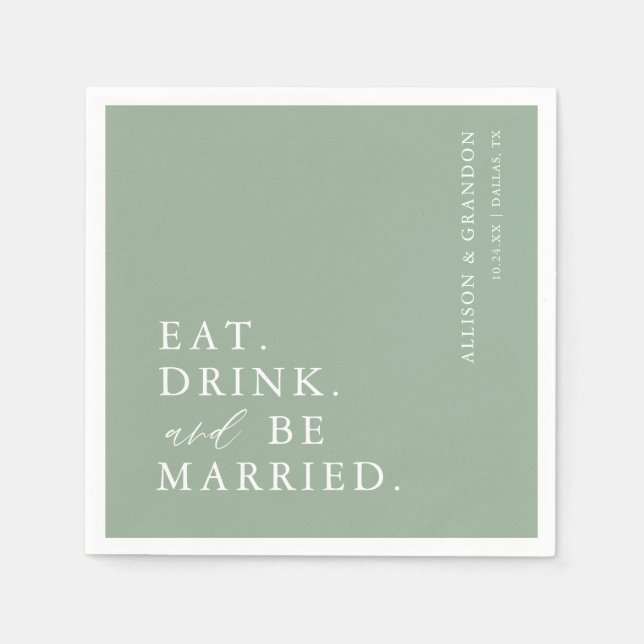 Essen Sie grün und Verheiratet Hochzeit. Serviette (Vorderseite)