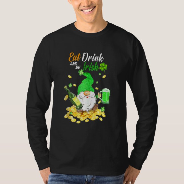 Essen Sie grünes Bier und seien Sie irisch glückli T-Shirt (Vorderseite)