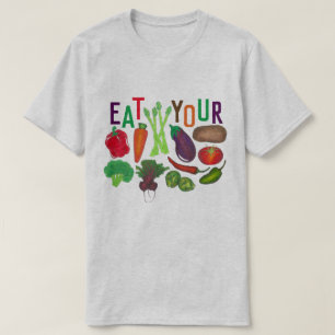Essen Sie Ihre Gemüse Karotten Tomato Broccoli Pfe T-Shirt