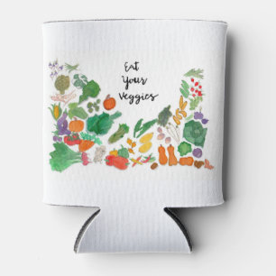 Essen Sie Ihre Veggies (die Gemüseillustration Dosenkühler
