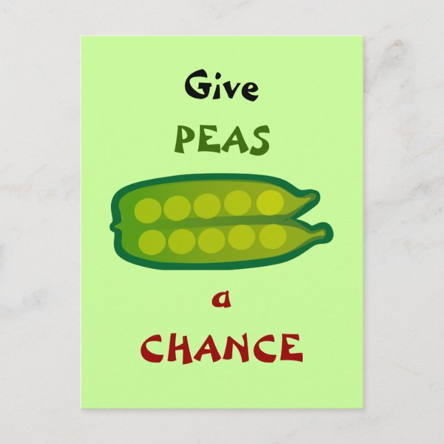 Essen Sie Ihre Veggies geben PEAS eine Chance Post Postkarte (Vorderseite)