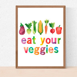 Essen Sie Ihre Veggies Regenbogenfarben Gesundes K Poster