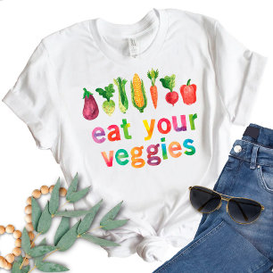 Essen Sie Ihre Veggies Regenbogenfarben Wasserfarb T-Shirt