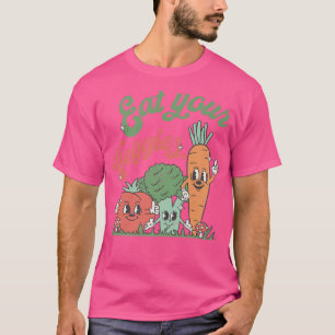 Essen Sie Ihre Veggies Retro 90er Jahre Art Gemüse T-Shirt