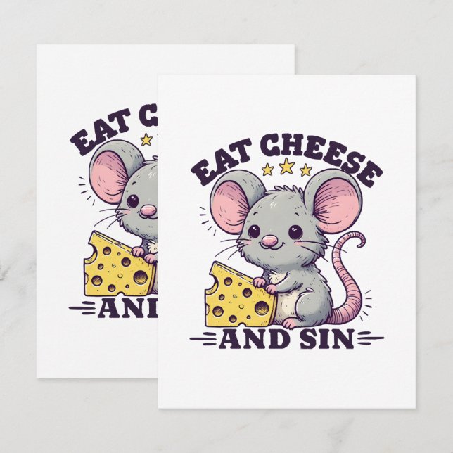 Essen Sie Käse und Sin Mitteilungskarte (Vorne/Hinten)