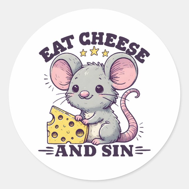 Essen Sie Käse und Sin Runder Aufkleber (Vorderseite)