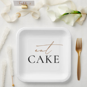 Essen Sie Kuchen Moderne weiße Hochzeit Pappteller
