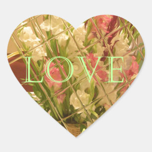 Essen Sie Liebe Spielen Sie Blume für alle schönen Herz-Aufkleber