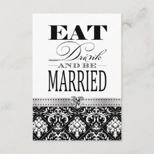 Essen Sie Liebe und Verheiratet sein - Schwarz / W RSVP Karte
