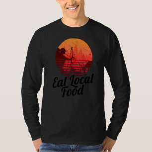 Essen Sie lokale Lebensmittel Bowhun Retro Jäger 8 T-Shirt