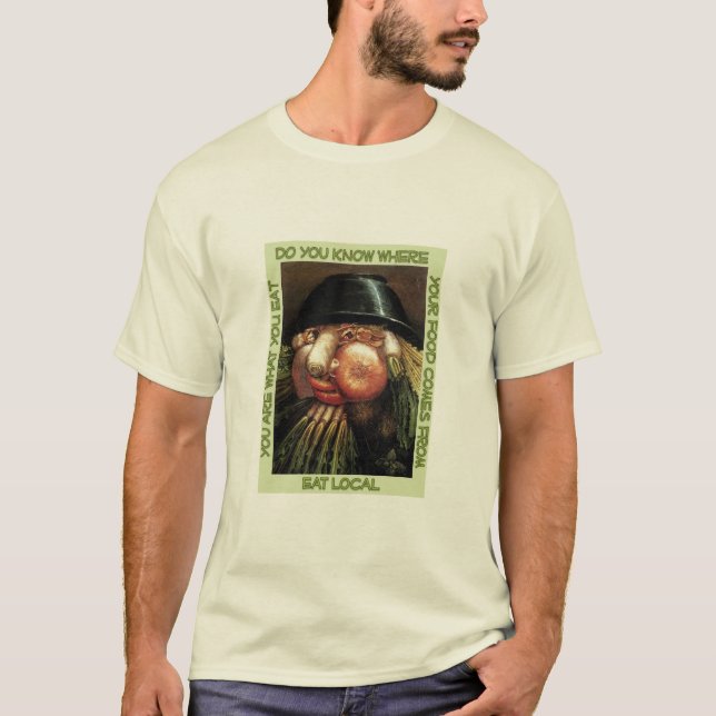 Essen Sie lokales T-Shirt (Vorderseite)