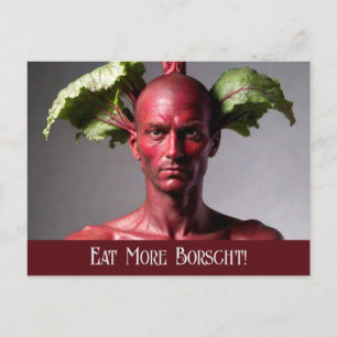Essen Sie mehr Borscht: Beet Man Postcard Postkarte