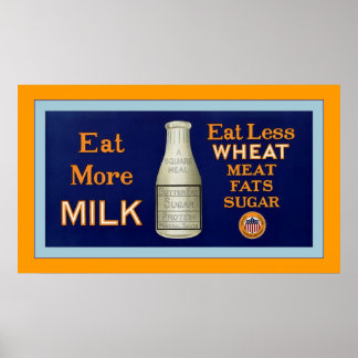 Essen Sie mehr Milch~Vintager Weltkrieg 1 Poster