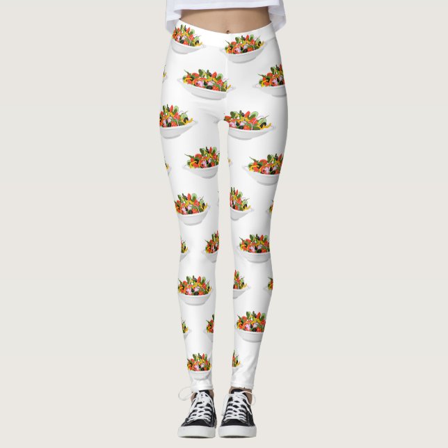Essen Sie mehr Pflanze Frischsalat Motivation Buch Leggings (Vorderseite)