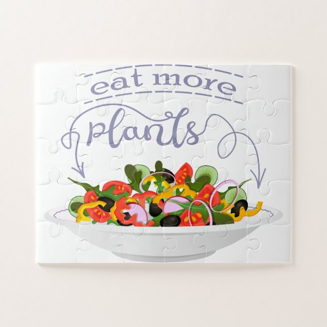 Essen Sie mehr Pflanze Frischsalat Motivation Buch Puzzle (Horizontal)