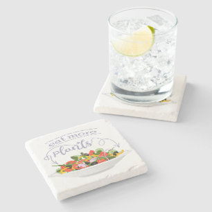 Essen Sie mehr Pflanze Frischsalat Motivation Buch Steinuntersetzer