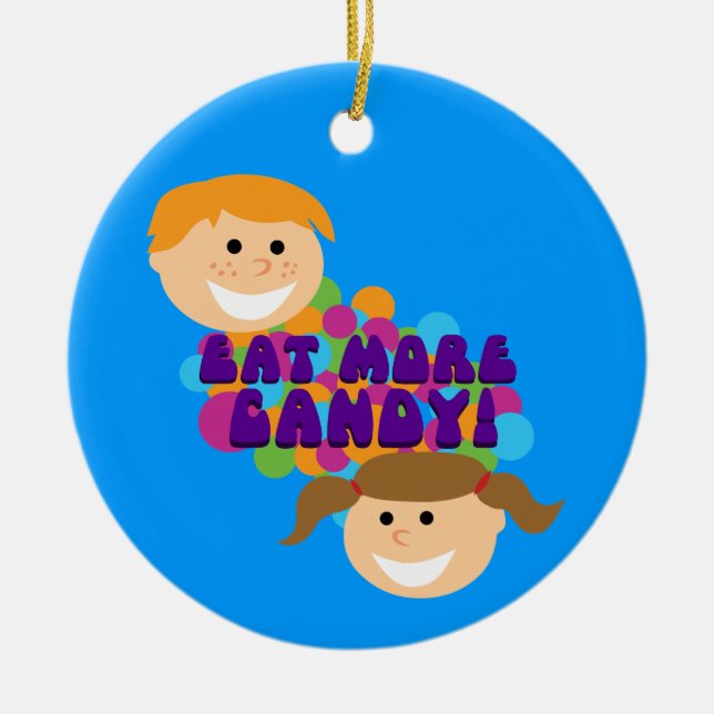 Essen Sie mehr Süßes Retro-Kinder Keramikornament (Vorne)