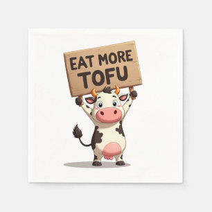 Essen Sie mehr Tofu - Kuhprotest Napkin Serviette