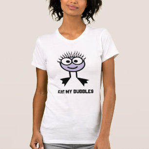 Essen Sie meine Blasen - lila Schwimmen-Charakter T-Shirt