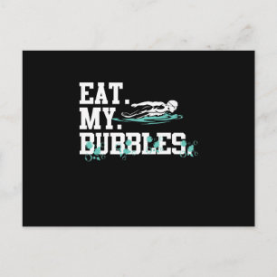 Essen Sie meine Bubbles lustiges Schwimmen Geschen Ankündigungspostkarte