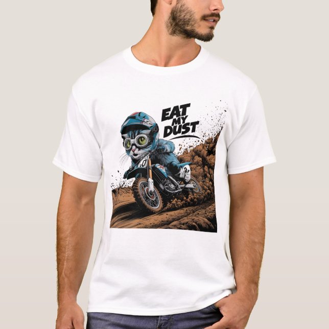 Essen Sie meine Staub | Funny Motor Cross Cat Ride T-Shirt (Vorderseite)