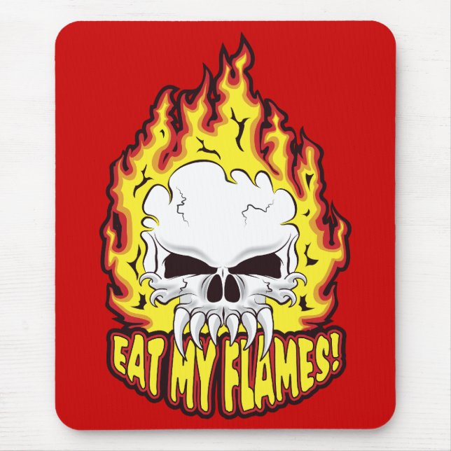 Essen Sie meinen Flammenschädel Mousepad (Vorne)